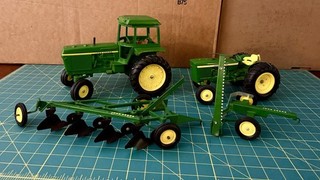 4 Vintage ERTL John Deere 1:16 Steel Farm Toys Lot Tractors Plow Mower 1960s