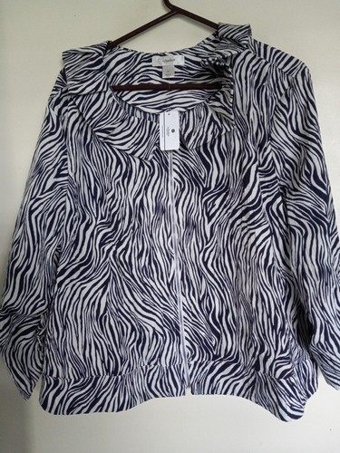 NEW CJ Banks White Navy Zip Up Jacket Light Weight Women’s Plus 2X