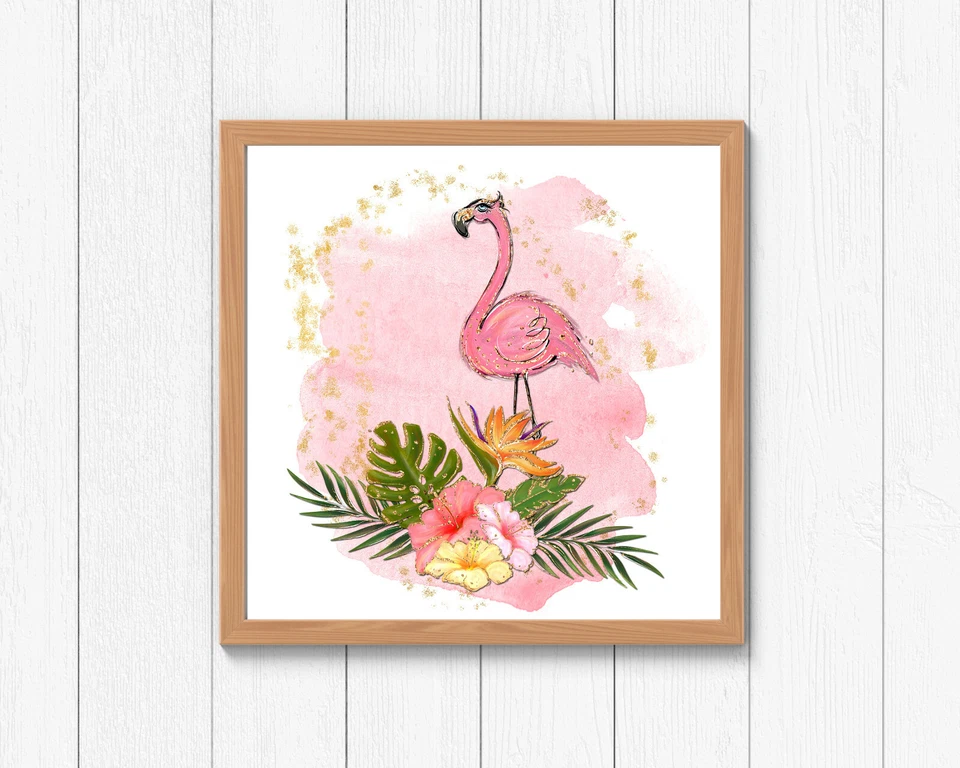 Tropical Flamingo Nursery Impresión mural, Arte mural Flamingo, Flamingo print   Foto 3 de 3