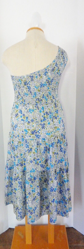 Lulus Floral Tiered One Shoulder Below Knee Cotton Lined Dress Size M - Picture 4 of 14