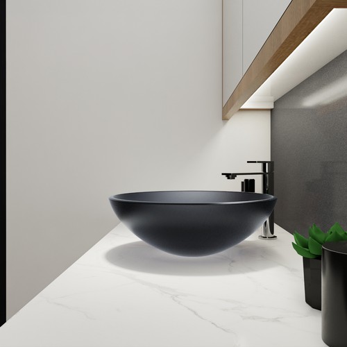 Glass Basin Circular Vessel Bathroom Basin Bathroom Countertop Modern Wash Basin - Bild 63 von 85
