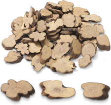 90 Pcs Irregular Wood Slices for Crafts Small Log Slices for Centerpieces Unfini