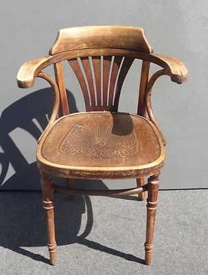 Unique Antique Thonet Style Bentwood Library Arm Chair