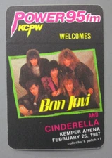 Bon Jovi concert radio satin sticker Power-95 Kemper Arena, 2/26/87 Cinderella !
