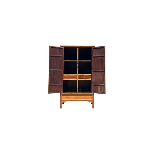 Vintage Chinese Natural Wood Pattern Light Brown Armoire Wardrobe Cabinet ws4070 - Picture 4 of 8