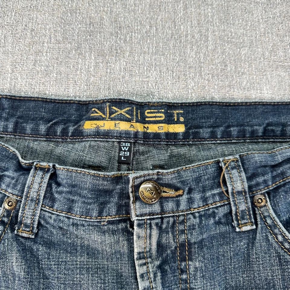 Pantalones de mezclilla holgados relajados azules 38x29 vintage Axist para hombre descoloridos Foto 4 de 4