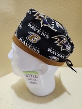 Baltimore Ravens Logo NFL Men's Skull/Chemo Surgical Scrub Hat/Cap Handmade