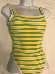 yellow striped bathing suit