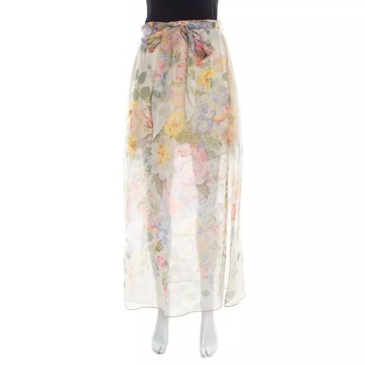 Maxi jupe ceinture en dentelle pure imprimée florale Gucci S