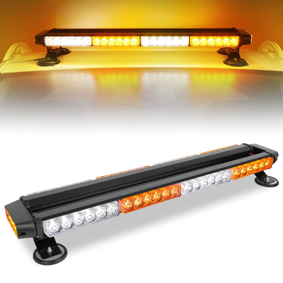 LED Roof Top Traffic Advisor Strobe Lights Bar Kit White Amber for Ford Fusion - Image 4 of 4