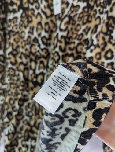 Talbots Sweater Womens Large P Brown Merino Wool Leopard Cheetah Petite - Picture 9 of 10