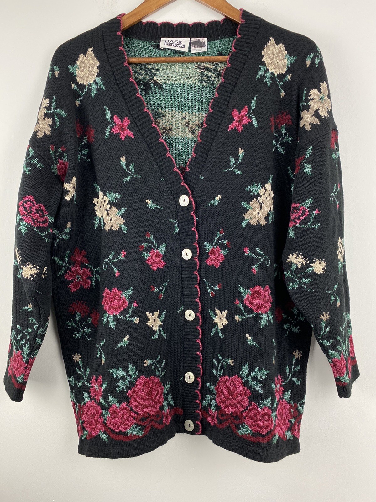 Black Floral Sweater Cardigan | eBay