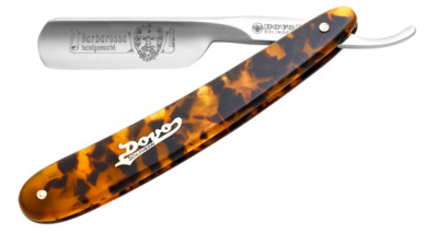 Dovo Barbarossa Folding 0.63'' Carbon Steel Razor Blade Imitation Tortoise Handle