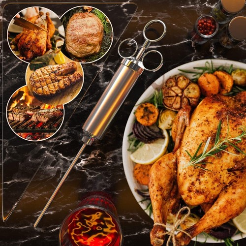 60 ml Fleischspritze aus 304-Edelstahl, mit 3 Marinadennadeln für Holzkohlegrill - Bild 11 von 18