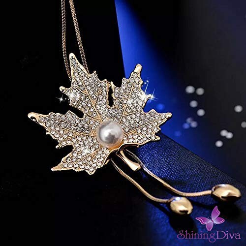 Shining Diva Fashion StylishDesign CrystalFlower LongChainPendant for Women/Girl - Picture 3 of 5