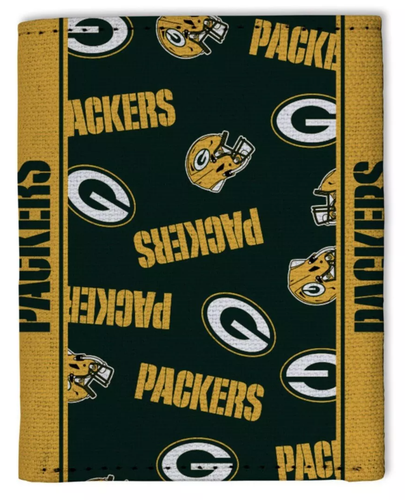 Green Bay Packers NFL Canvas Crest Tri-Fold Wallet Brand New In Gift Packaging - Picture 2 of 3