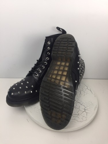 Doc DR Martens Black Leather Chrome Spike Studded Boots Size 11 New - Picture 4 of 5