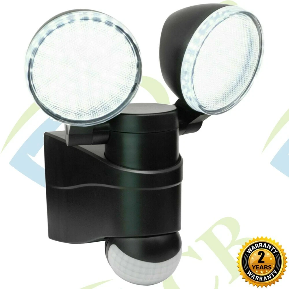 Double Outdoor Motion Sensor PIR Security LED Wall Light Twin Spot Light 2 Head