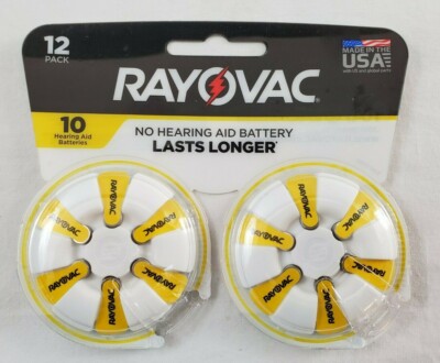 Hearing Aid Batteries Size 10 Zinc Air 12 Pack Rayovac  Exp 9-2022 -002