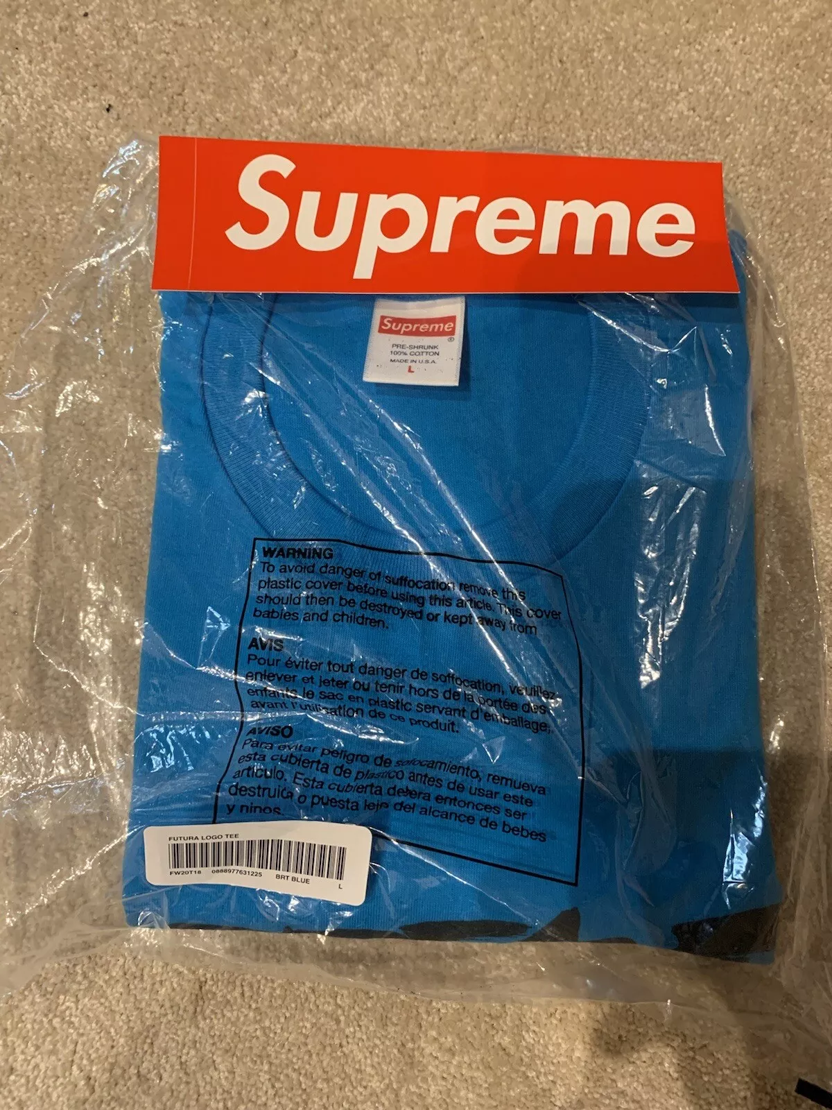Tee shirt Supreme FW20 bleu vif logo Futura   Taille L