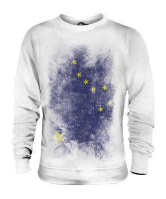 ALASKA STATE VERBLASSTE FLAGGE UNISEX PULLOVER OBERTEIL ALASKA SHIRT JERSEY GESCHENK