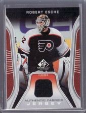 2006-07 ROBERT ESCHE SP GAME USED AUTHENTIC FABRICS BLACK JERSEY CARD FLYERS