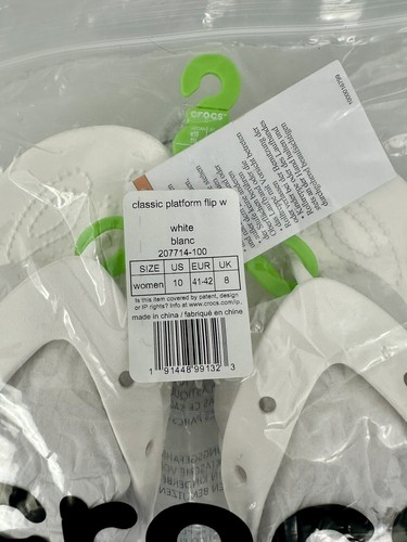 Women's US Size 10 Crocs Classic Platform Flip White Flip Flops Sandals New - Picture 5 of 16