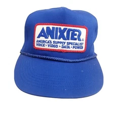Vintage Anixter Patch Trucker Hat Snap Back Communications Security Cap 80s