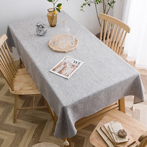Rectangle Cotton Linen Tablecloth Dining Kitchen Table Cover Wedding Party Decor - Picture 5 of 29