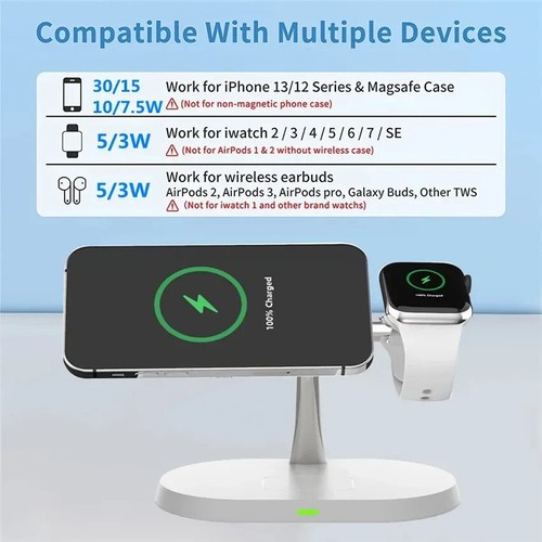3 in 1 15W Magnetic Wireless Charger Stand Macsafe For iPhone 15 14 13 12 Pro - 第 6/8 張圖片