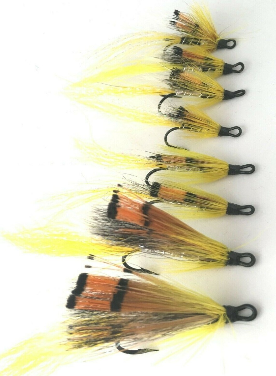 8 Mouches à Saumon Jaune Torrish Double - Tailles 4 à 10 - Pêche