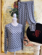 MUK LUKS Butter Knit Loungewear Set Grey Stars S New Print Pajama