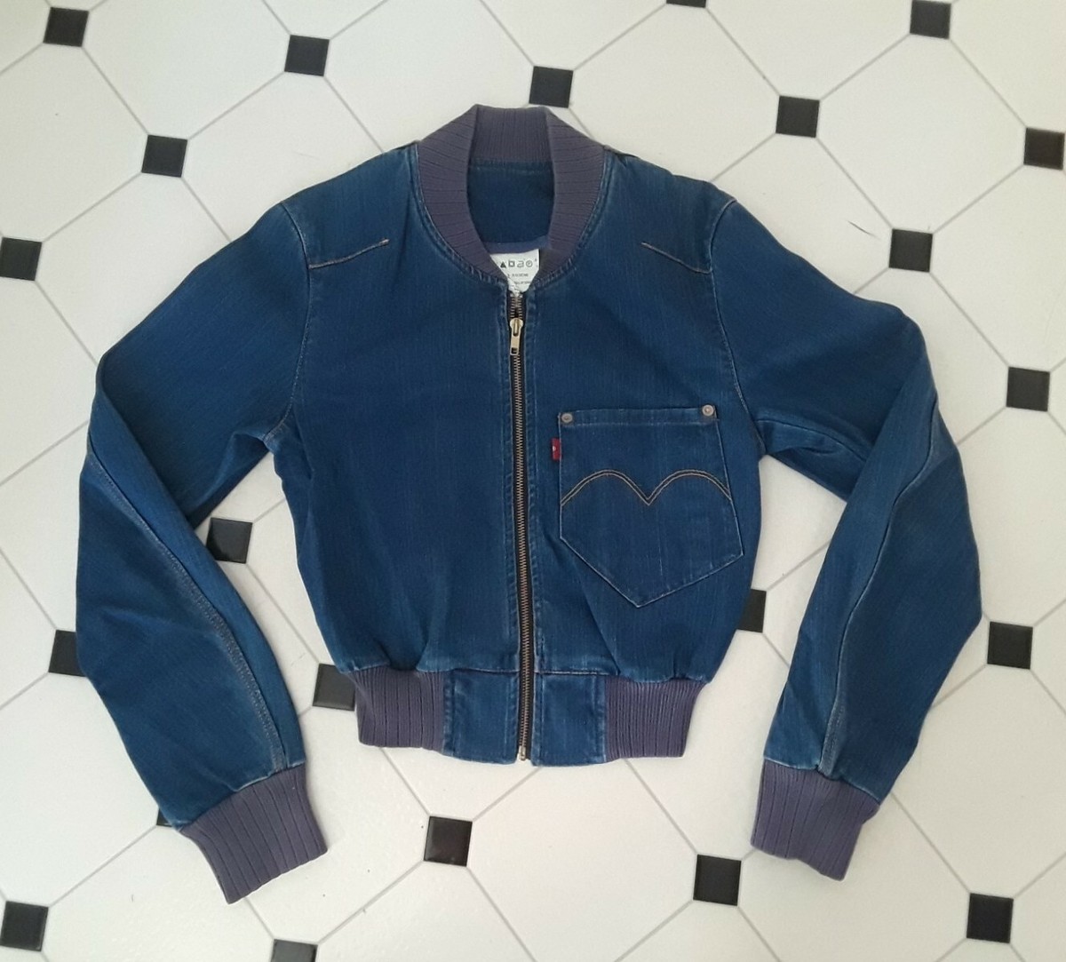 RARE VINTAGE LEVI RED COLLECTION DENIM BOMBER JEAN JACKET S lvc | eBay