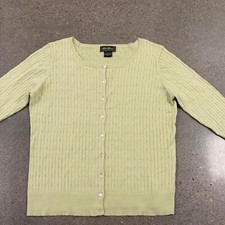 DS Vtg Eddie Bauer Green Label Women's Stretch Pima Cotton Cardigan Sweater - M