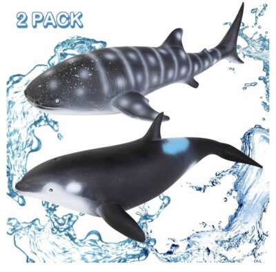 2 Piece Inflatable Whale Shark & Killer Whale Pool Beach Water Kids Play Toys