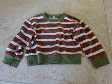 Vintage Scherplüsch Pullover dunkelgrün ges...