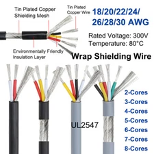 UL2547 Flexible Shielded Cable 2/3/4/5/6/7/8 Cores Audio Signal Wire 18-30 AWG 