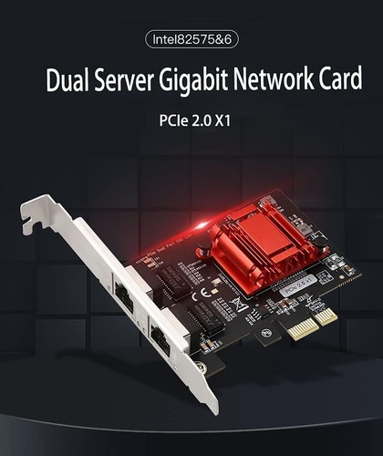 Carte réseau Gigabit PCIe à Deux Ports Adaptateur Ethernet Gigabit PCI Express a - Picture 2 of 8