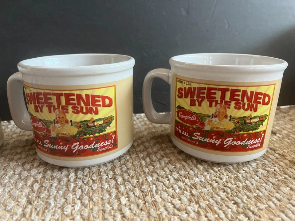 Campbell Soup Mugs Collectibles 2005 Banner Style Houston Harvest Set of 4 VTG - Image 4 of 4