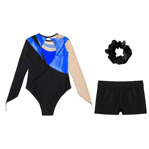 Kinder Mädchen Unitards Gymnastik Trikot Latin Ballett Overall mit Shorts Skaten - Bild 36 von 63