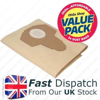 3 Bags for Fox F50-800 Vacuum Cleaner 30L Wet & Dry Hoover Dust Bag