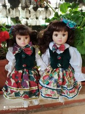  Bambole gemelle in porcellana h 30 cm idea regalo prezzo per una pari a nuove