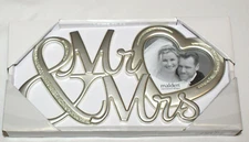 Malden International Designs Heart Frame Mr & Mrs Script Crystal Silver Wedding