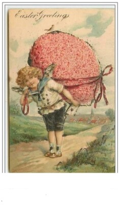 Prägekarte - Easter Greetings - Engel mit Ei - 4087