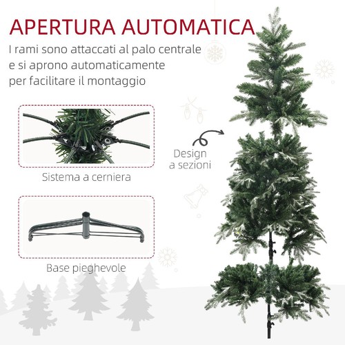 Albero di Natale Innevato con 850 Rami ø110x180 cm Verde 660GNS363 DecHome - Foto 6 di 9