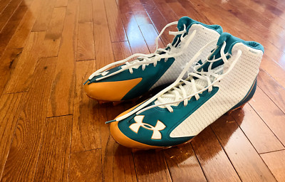 Under Armour Nitro Clutchfit 4D Football Cleats White/Green/Gold - Men's Size 15