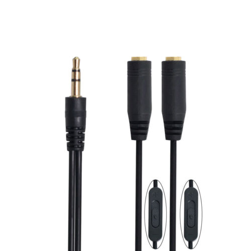 CY CY Stereo Stecker auf Doul 3,5 mm Buchse Audio Kopfhörer Kabel Schalter Splitter AUX - Bild 1 von 12