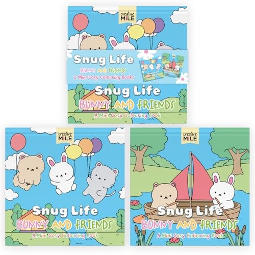 2 Pack Mini Colouring Book Snug Life Cosy Colouring Bunny and Friends - Image 5