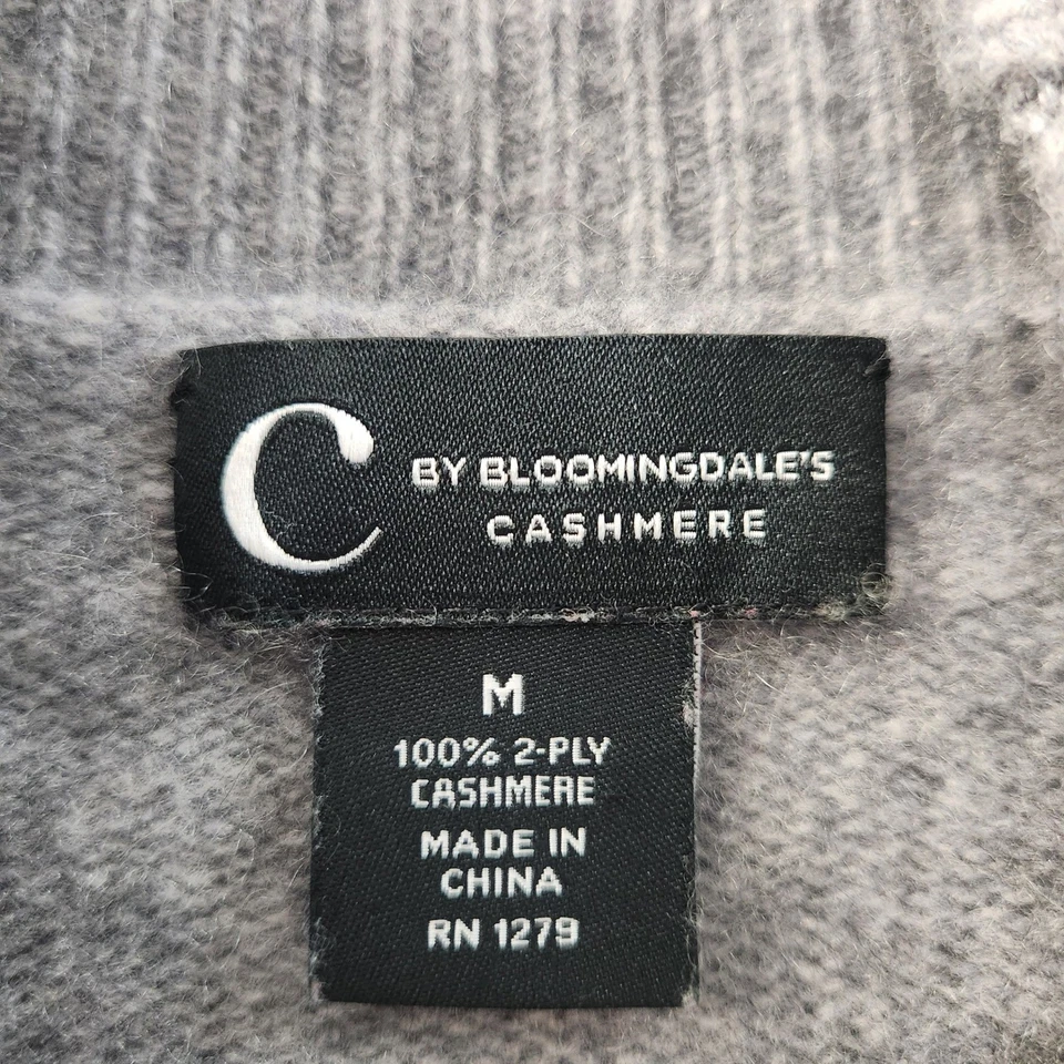 Suéter C by Bloomingdales Cachemira Cuello Alto Medio Gris Bobble Tejido con Cable Foto 3 de 4