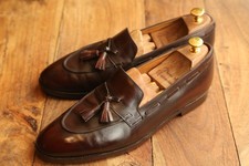 John Lobb Jihel Tasselled Brown Leather Loafers Shoes Men's UK 10 E US 11 EU 44